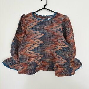 Anthropologie DRA Top Large Peplum Multicolor Woven Aztec Damma‎ Boho